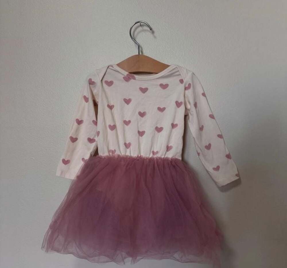 Sovereign Code Girls Heart Print Long Sleeve Tutu Dress